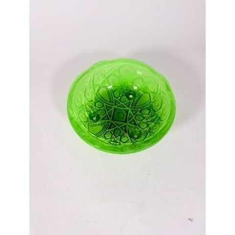 Footed Bowl Pressed Glass Jeanette Glassware Frosted Green Ombre 3-Toed Collectible