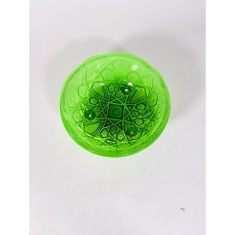 Footed Bowl Pressed Glass Jeanette Glassware Frosted Green Ombre 3-Toed Collectible