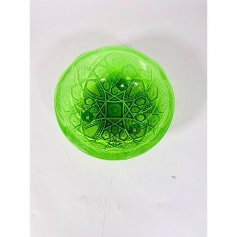 Footed Bowl Pressed Glass Jeanette Glassware Frosted Green Ombre 3-Toed Collectible