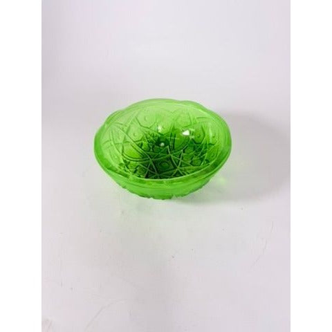 Footed Bowl Pressed Glass Jeanette Glassware Frosted Green Ombre 3-Toed Collectible