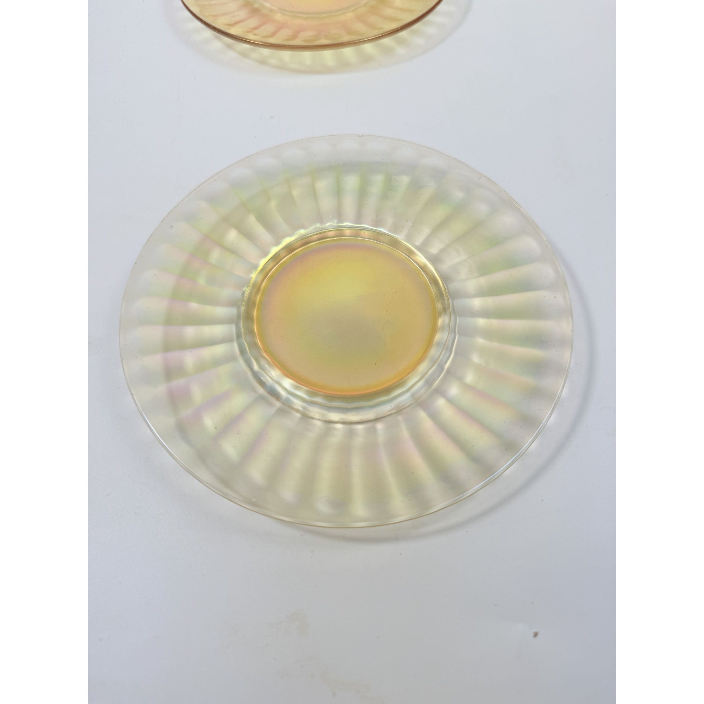 Appetizer Dessert Plates Carnival Glass Iridescent Marigold Optic Swirl Plate Set 2 Glassware Replacement Dining Hostess