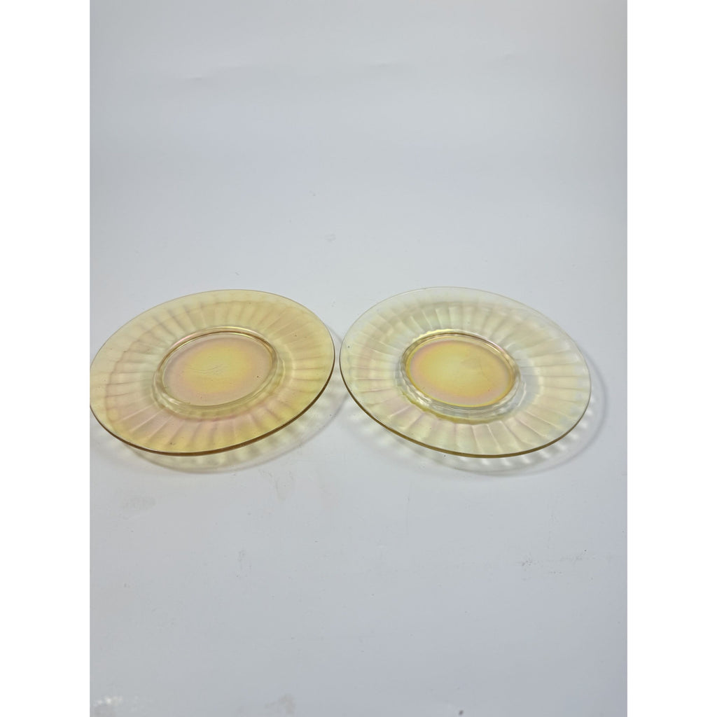 Appetizer Dessert Plates Carnival Glass Iridescent Marigold Optic Swirl Plate Set 2 Glassware Replacement Dining Hostess