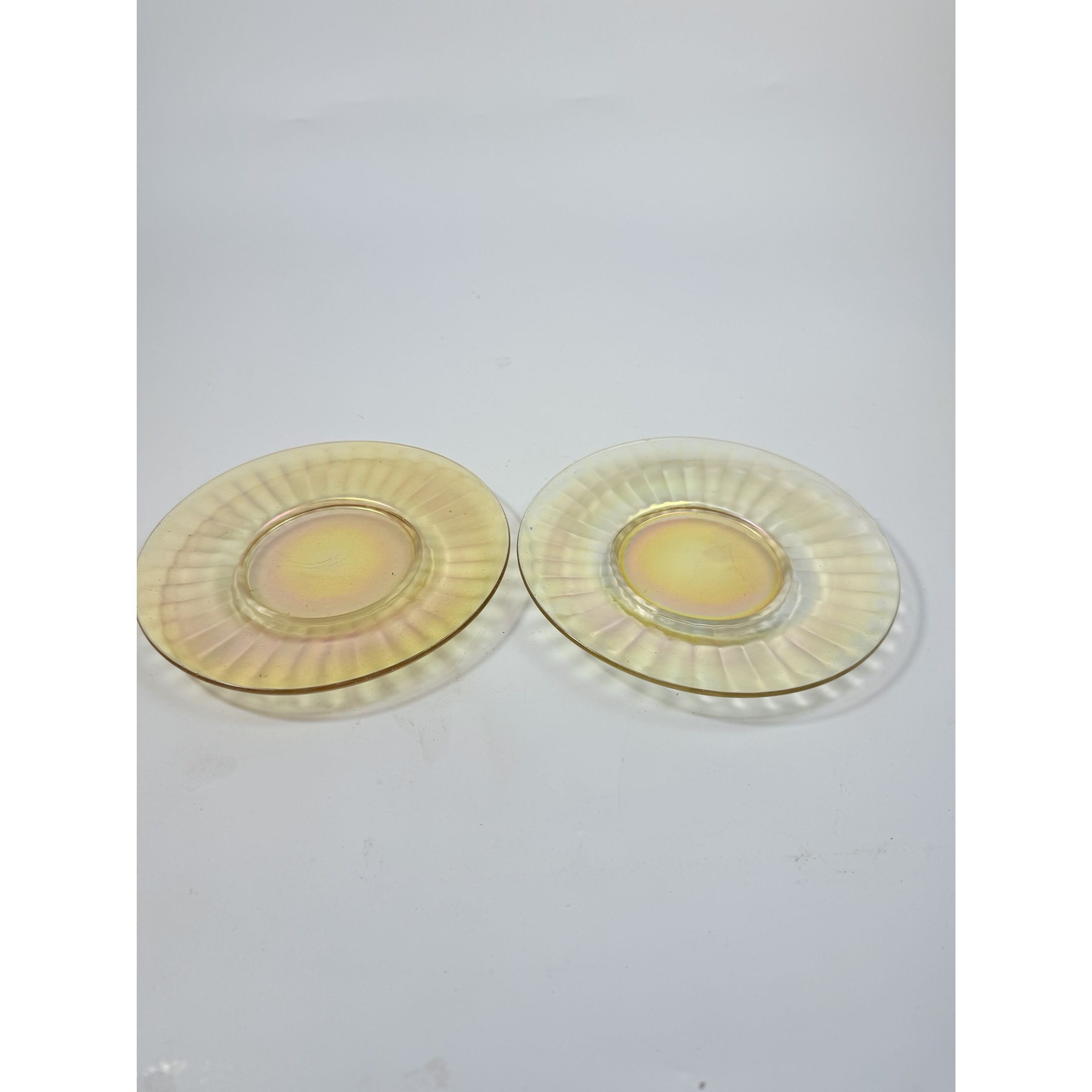 Appetizer Dessert Plates Carnival Glass Iridescent Marigold Optic Swirl Plate Set 2 Glassware Replacement Dining Hostess