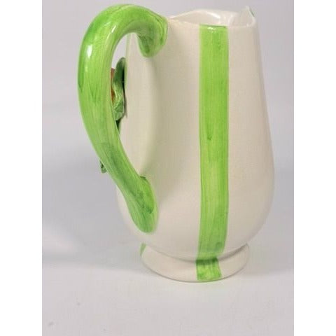 Majolica Pottery Pitcher Hand Painted Raised Apple Fruit Made in Italy L'artigiana Vintage Vase Ktichen Replacement China Deruta Italian