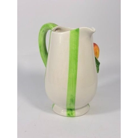 Majolica Pottery Pitcher Hand Painted Raised Apple Fruit Made in Italy L'artigiana Vintage Vase Ktichen Replacement China Deruta Italian