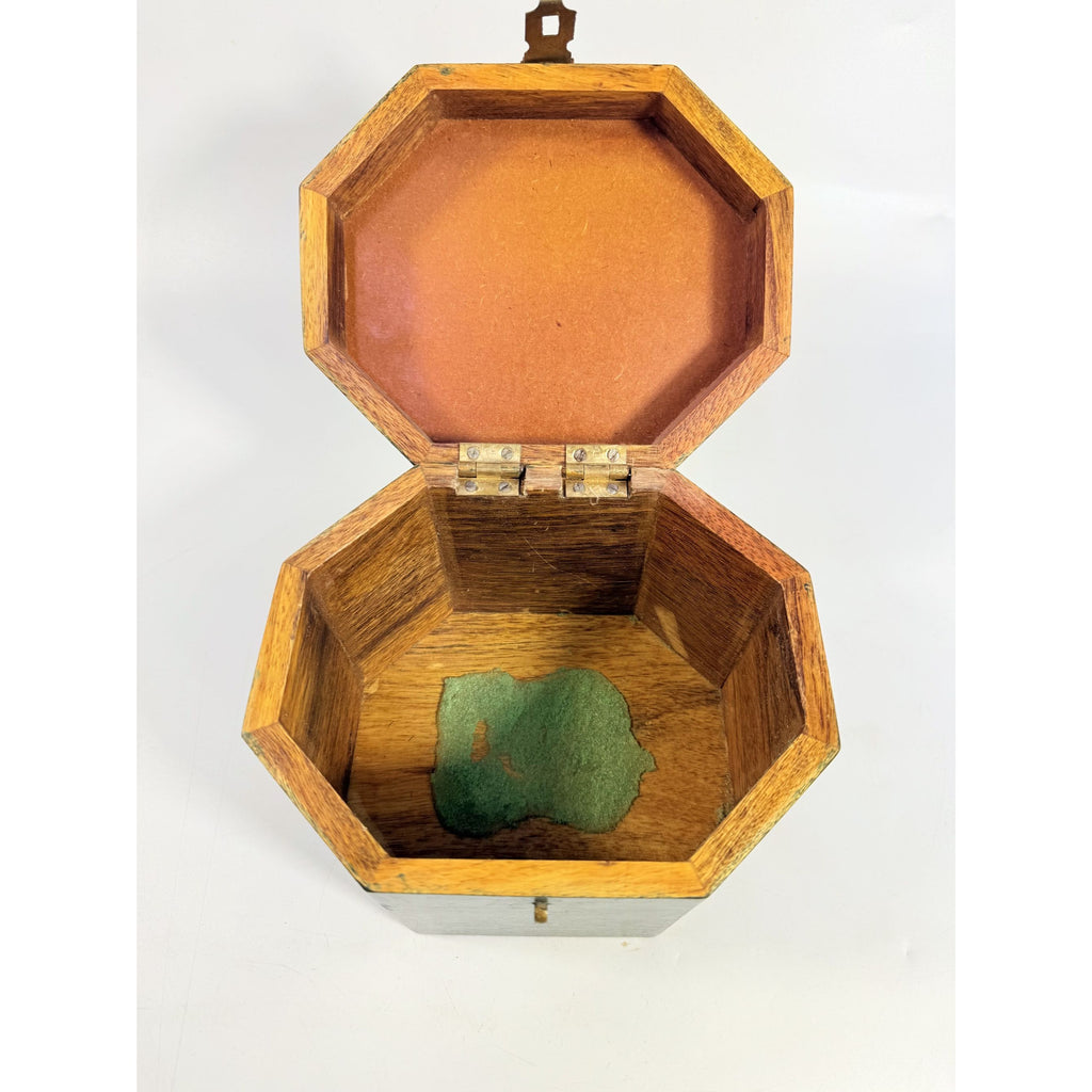 Wooden Keepsake Box Vintage Hand-Painted Garden Gate Flowers Trellis Octagon Wood Storage Box Boudier Dresser Purse Box Spring Cottage