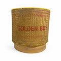 Large Bamboo Wicker Basket with Lid Kratip Sticky Rice Golden Boy Stamped Hand Woven Handled Storage Basket Asian Thai Cookware Kitchen Home