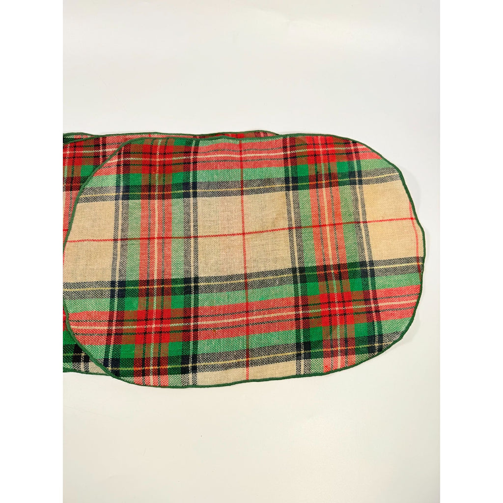 Placemats Set 4 Christmas Winter Ralph Lauren Style Holiday | Plaid Tartan Gold Red Green Blue