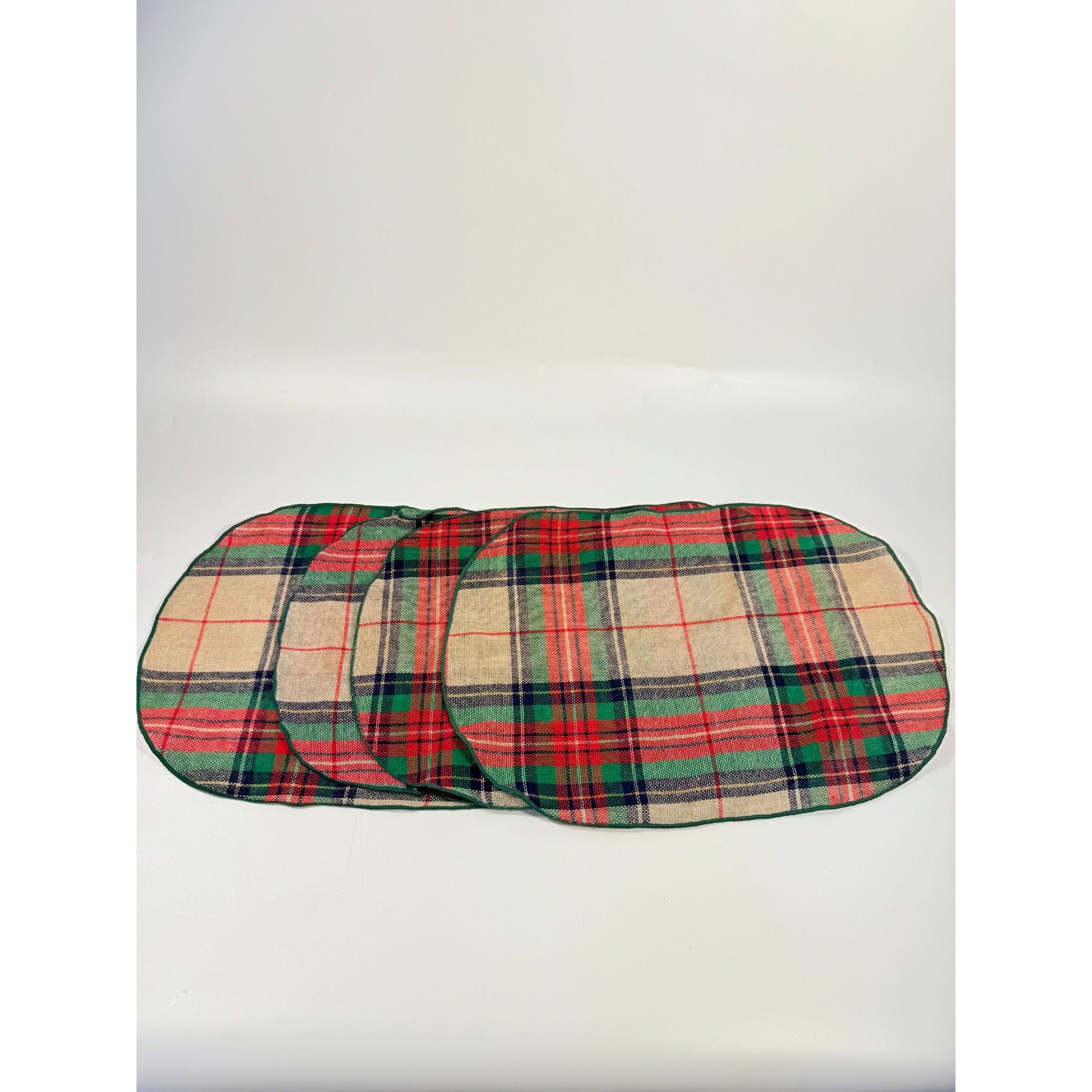 Placemats Set 4 Christmas Winter Ralph Lauren Style Holiday | Plaid Tartan Gold Red Green Blue