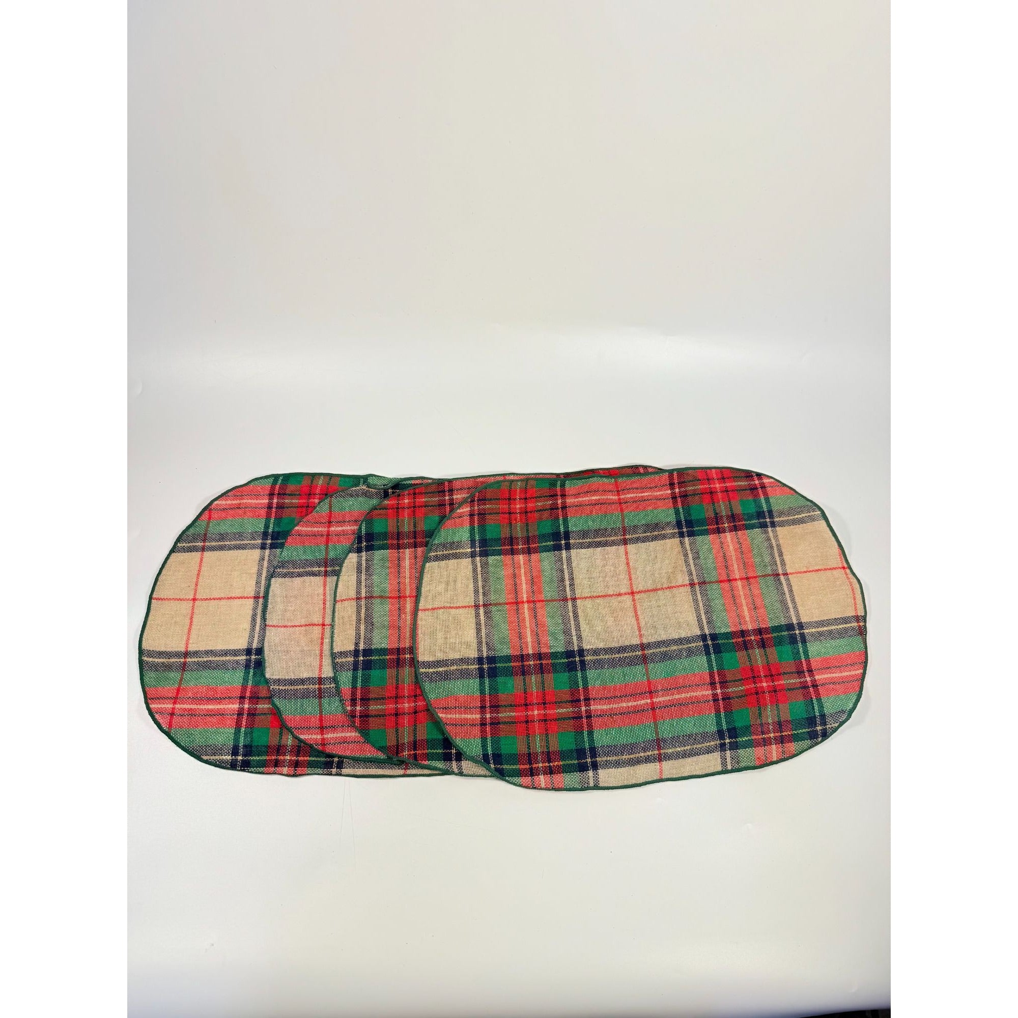 Placemats Set 4 Christmas Winter Ralph Lauren Style Holiday | Plaid Tartan Gold Red Green Blue