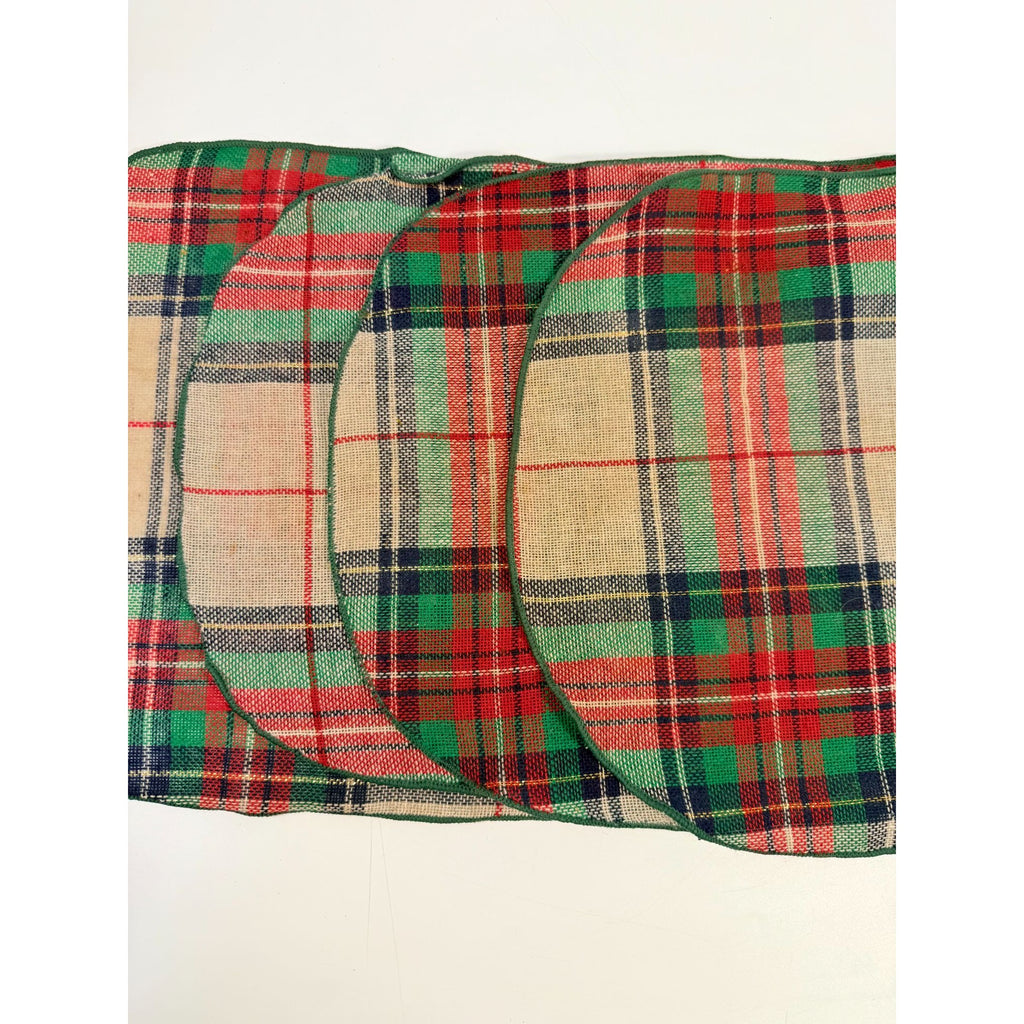 Placemats Set 4 Christmas Winter Ralph Lauren Style Holiday | Plaid Tartan Gold Red Green Blue