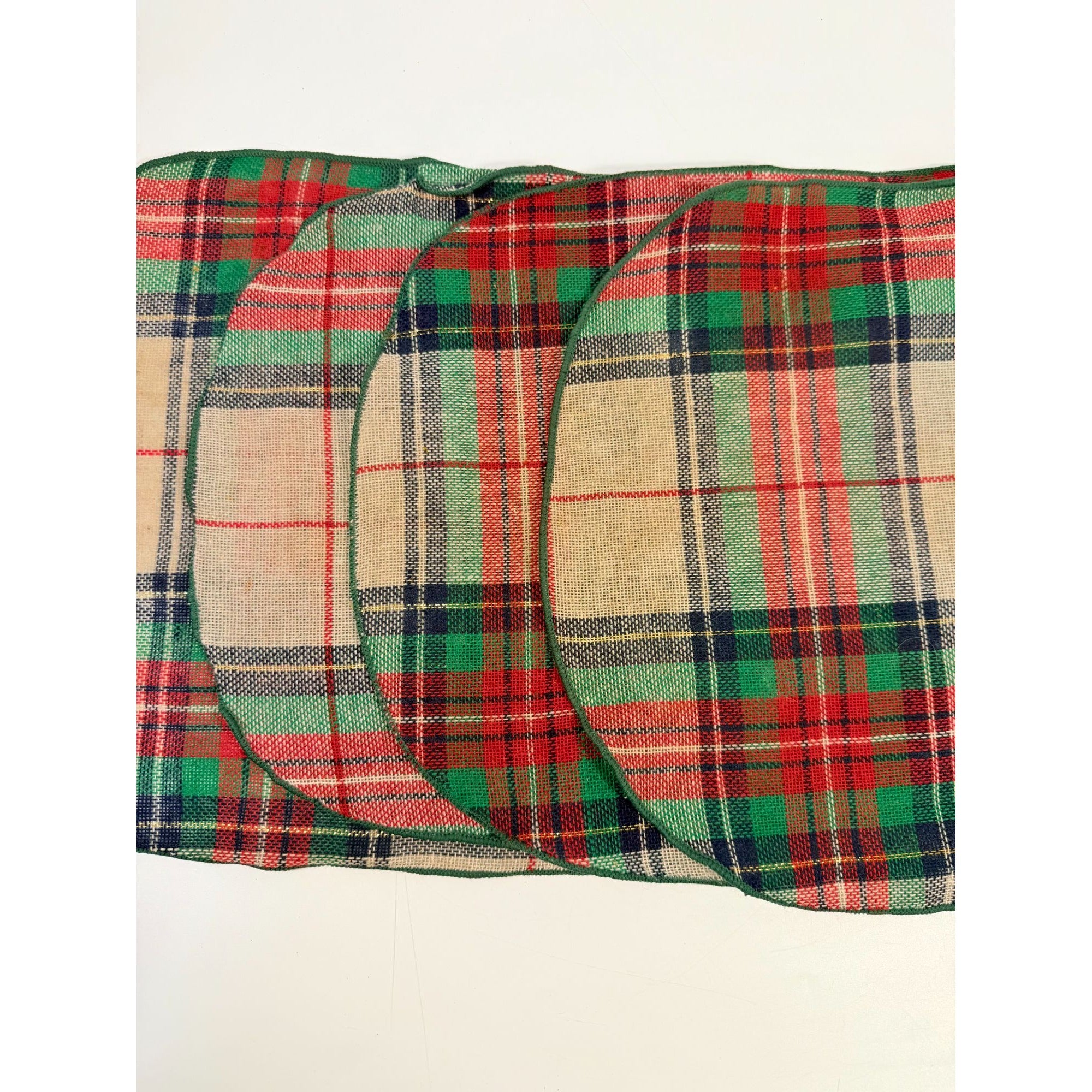 Placemats Set 4 Christmas Winter Ralph Lauren Style Holiday | Plaid Tartan Gold Red Green Blue