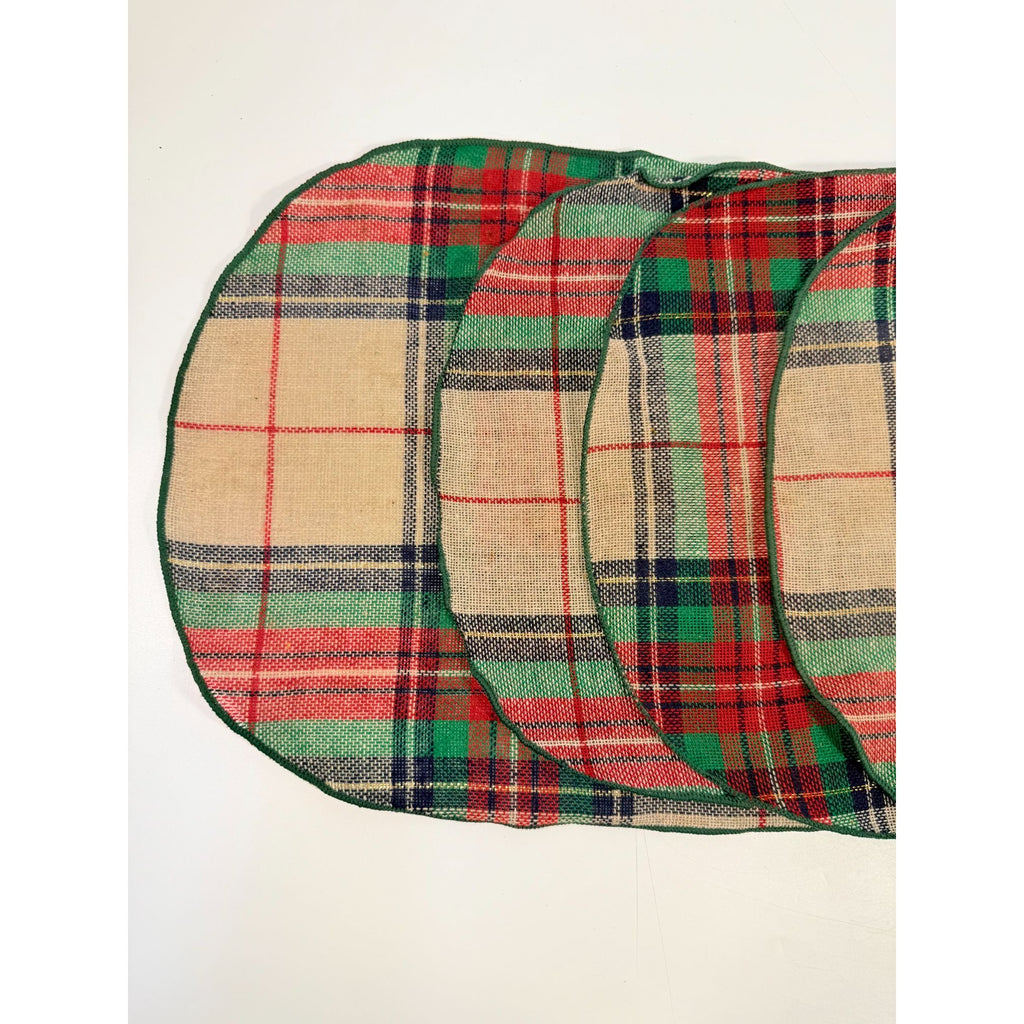 Placemats Set 4 Christmas Winter Ralph Lauren Style Holiday | Plaid Tartan Gold Red Green Blue