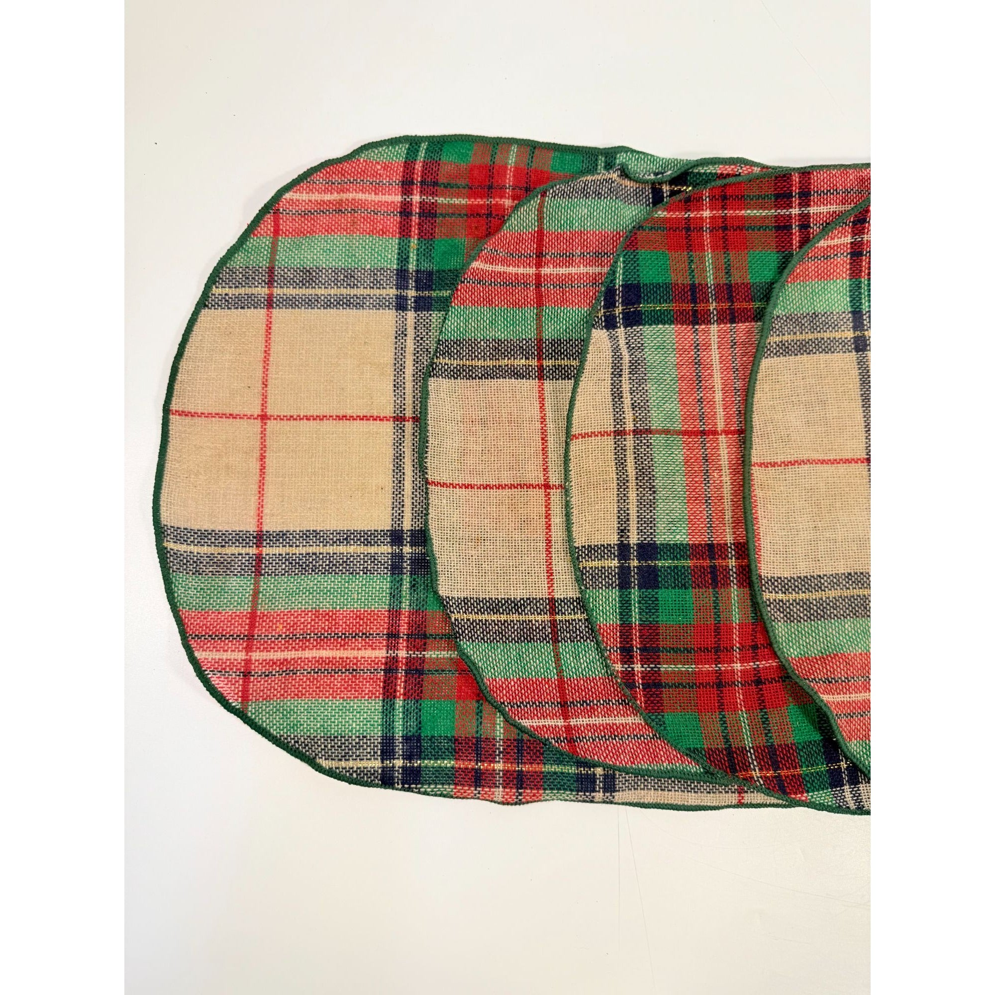 Placemats Set 4 Christmas Winter Ralph Lauren Style Holiday | Plaid Tartan Gold Red Green Blue