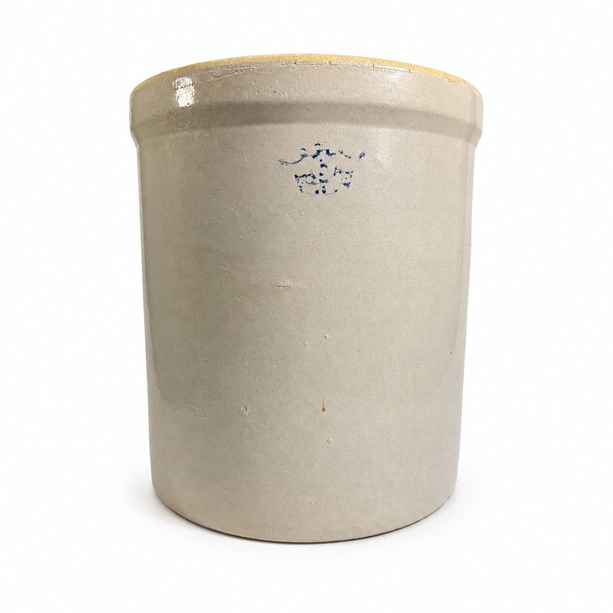 Antique Stoneware Crock Robinson Ransbottom Blue Crown 5 Gallon 1910s Made in USA Farmhouse Primitive Country Kitchen Rustic Cottage Granny
