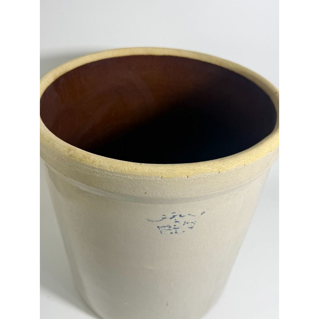 Antique Stoneware Crock Robinson Ransbottom Blue Crown 5 Gallon 1910s Made in USA Farmhouse Primitive Country Kitchen Rustic Cottage Granny