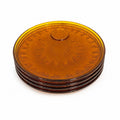 Glass Snack Plates  Indiana Glassware Sunburst Set 4 Amber Orange Mid Century Kitschy Retro Dinnerware Party Plates Hostess Set Replacement