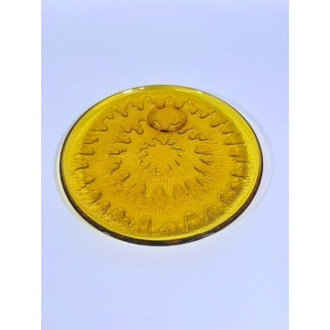 Glass Snack Plates  Indiana Glassware Sunburst Set 4 Amber Orange Mid Century Kitschy Retro Dinnerware Party Plates Hostess Set Replacement