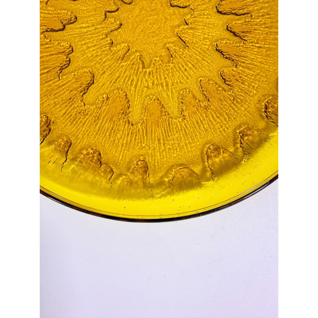 Glass Snack Plates  Indiana Glassware Sunburst Set 4 Amber Orange Mid Century Kitschy Retro Dinnerware Party Plates Hostess Set Replacement
