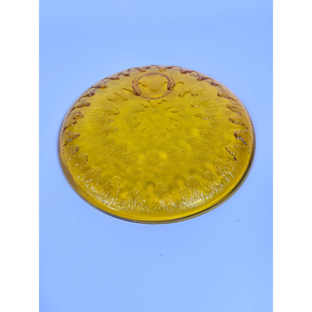 Glass Snack Plates  Indiana Glassware Sunburst Set 4 Amber Orange Mid Century Kitschy Retro Dinnerware Party Plates Hostess Set Replacement