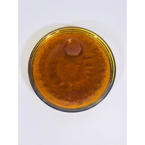Glass Snack Plates  Indiana Glassware Sunburst Set 4 Amber Orange Mid Century Kitschy Retro Dinnerware Party Plates Hostess Set Replacement