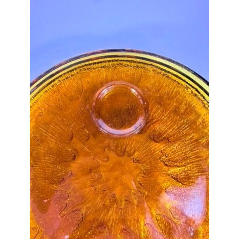 Glass Snack Plates  Indiana Glassware Sunburst Set 4 Amber Orange Mid Century Kitschy Retro Dinnerware Party Plates Hostess Set Replacement