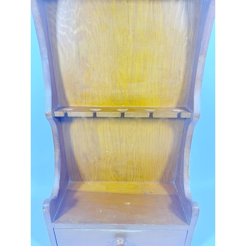 Wooden Spoon Holder Rack Wall Storage Vintage built-in Drawer 12 slots Handmade Signed Kitchen Home Decor Farmhouse Primitive Granny Core