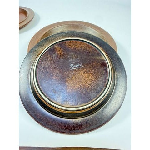 Ironstone Salad Plates Set 5 Vintage Arabia of Finland Ruska Stoneware Replacement China Mid Century Brown China