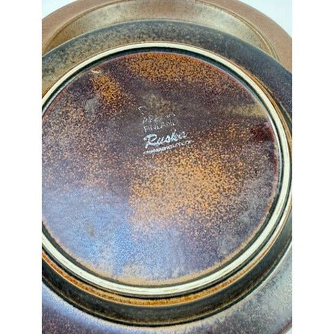 Ironstone Salad Plates Set 5 Vintage Arabia of Finland Ruska Stoneware Replacement China Mid Century Brown China