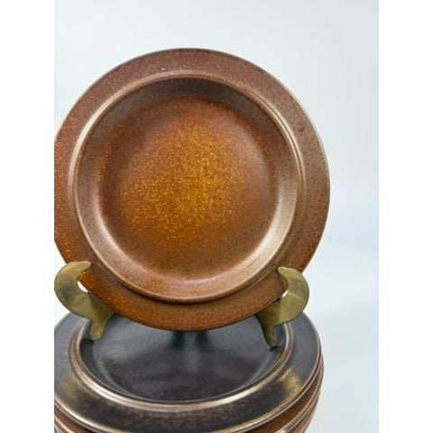 Ironstone Salad Plates Set 5 Vintage Arabia of Finland Ruska Stoneware Replacement China Mid Century Brown China