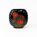 Oriental Vase Black Gloss Porcelain Red Poppies Flowers Poppy Fine China Japan 80s Retro Gold Embossed Home Decor Decorative Accents