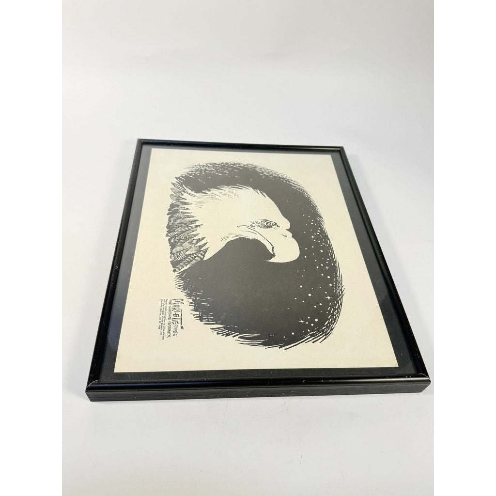 Framed Cartoon Doug Marlette Bald Eagle Crying Charlotte Observer Political Art Challenger SpaceShip Wall Office Decor Art Vintage