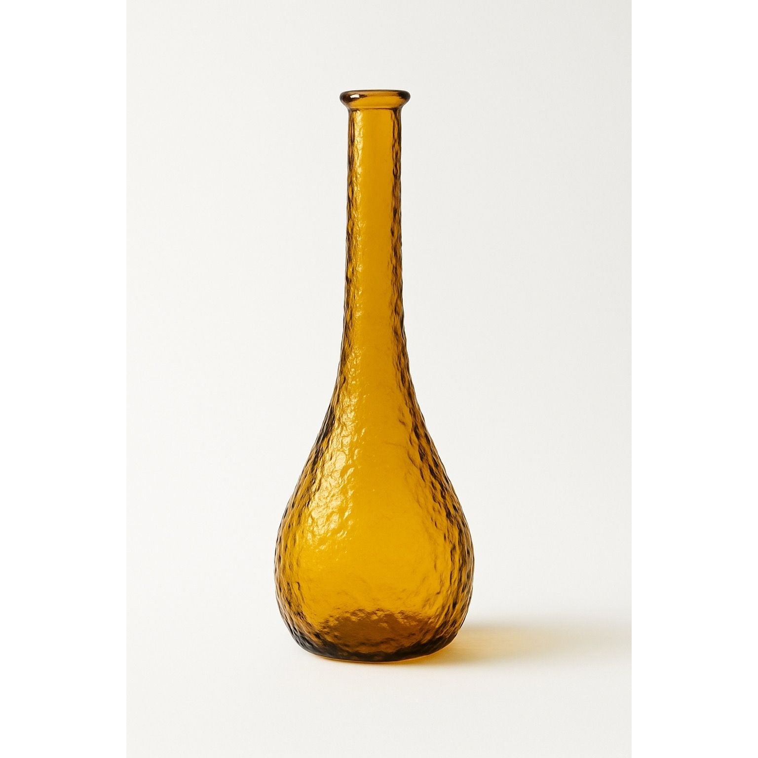 Genie Bottle Vintage Amber Empoli Crinkle Glass  No Stopper Mid Century Art Home Decor Decorative Accents Collectible Retro Hand Blown