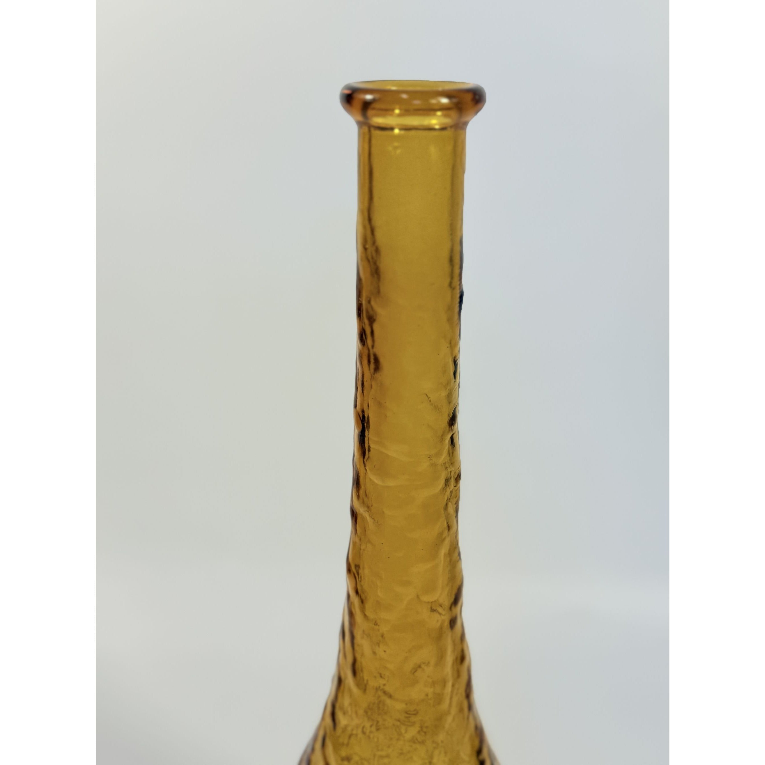Genie Bottle Vintage Amber Empoli Crinkle Glass  No Stopper Mid Century Art Home Decor Decorative Accents Collectible Retro Hand Blown
