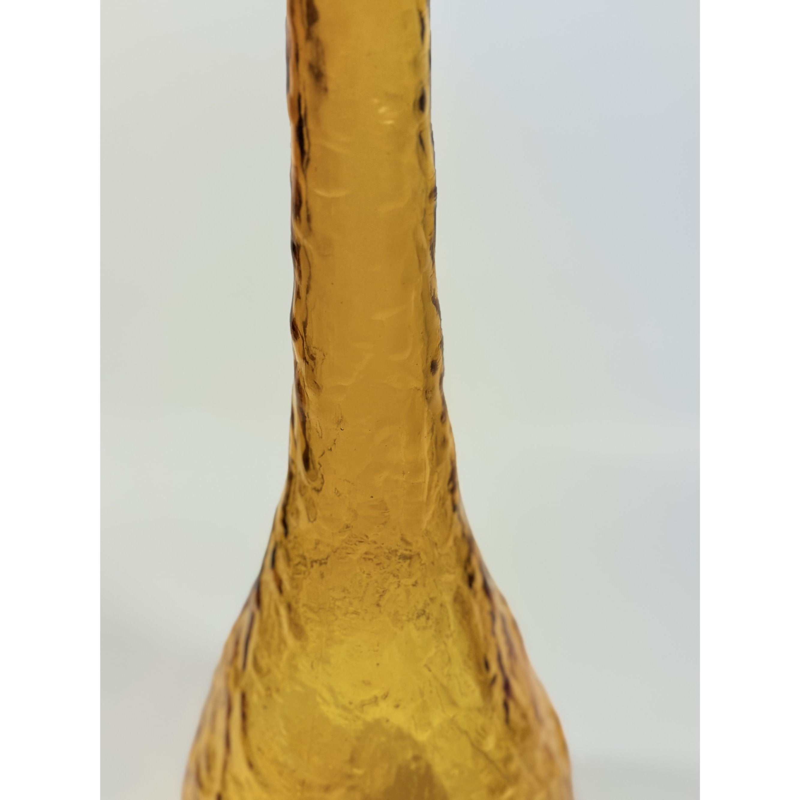 Genie Bottle Vintage Amber Empoli Crinkle Glass  No Stopper Mid Century Art Home Decor Decorative Accents Collectible Retro Hand Blown