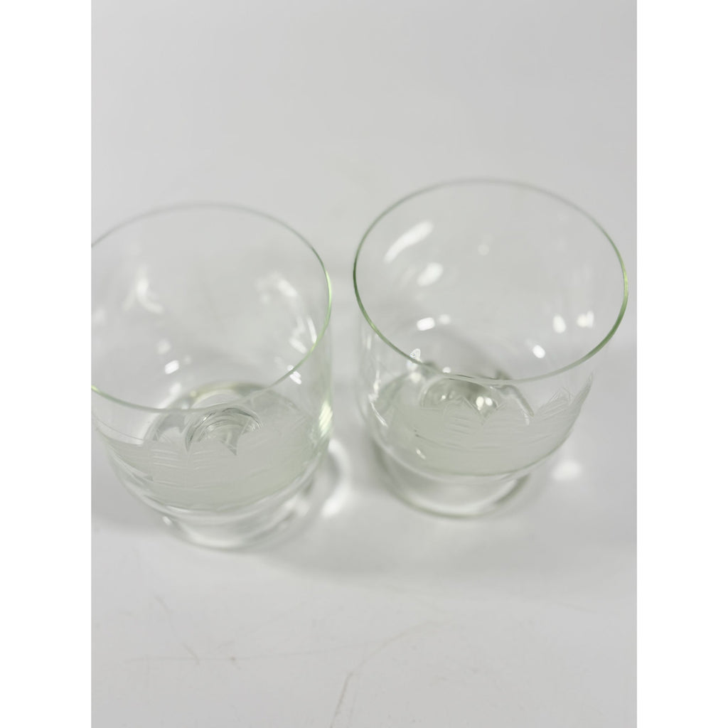 Whiskey Rocks Glasses Footed Set 2 Toscany Etched Crystal Clipper Vintage Glassware Barware Replacement Tumbler Nautical SchoonerMancave