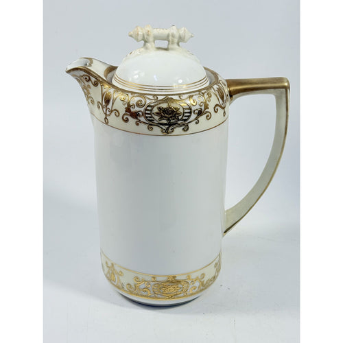 Chocolate Coffee Pot Morimura Brothers (Noritake) Nippon Hand Painted Porcelain Cream Gold Replacement China Vintage No 16034 Victorian