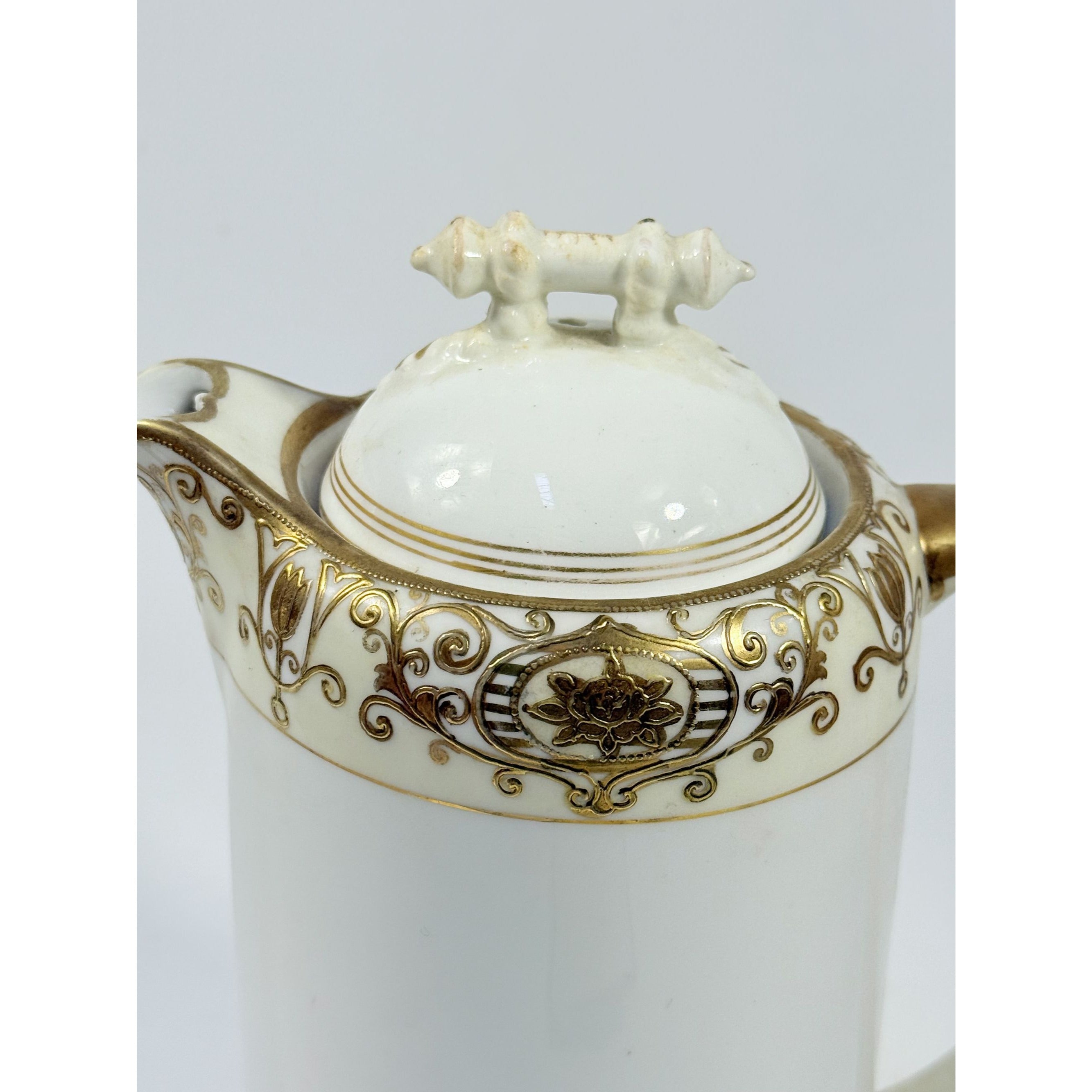 Chocolate Coffee Pot Morimura Brothers (Noritake) Nippon Hand Painted Porcelain Cream Gold Replacement China Vintage No 16034 Victorian