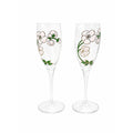 Crystal Champagne Flutes Set 2 Perrier Jouet Belle Epoque France  Hand-Painted 7 1/2" Pair Toasting Glassware Vintage Wedding Replacement