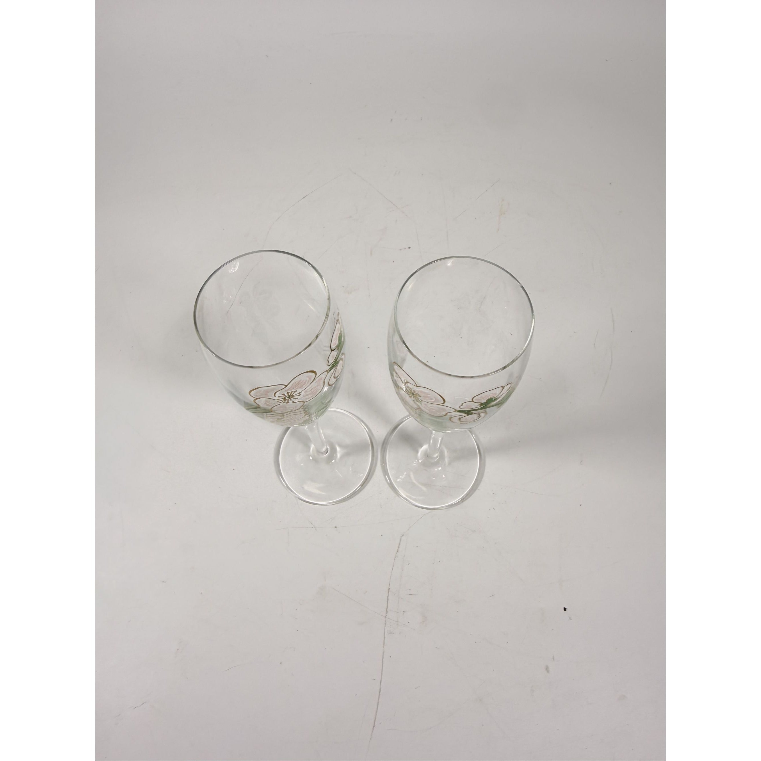 Crystal Champagne Flutes Set 2 Perrier Jouet Belle Epoque France  Hand-Painted 7 1/2" Pair Toasting Glassware Vintage Wedding Replacement