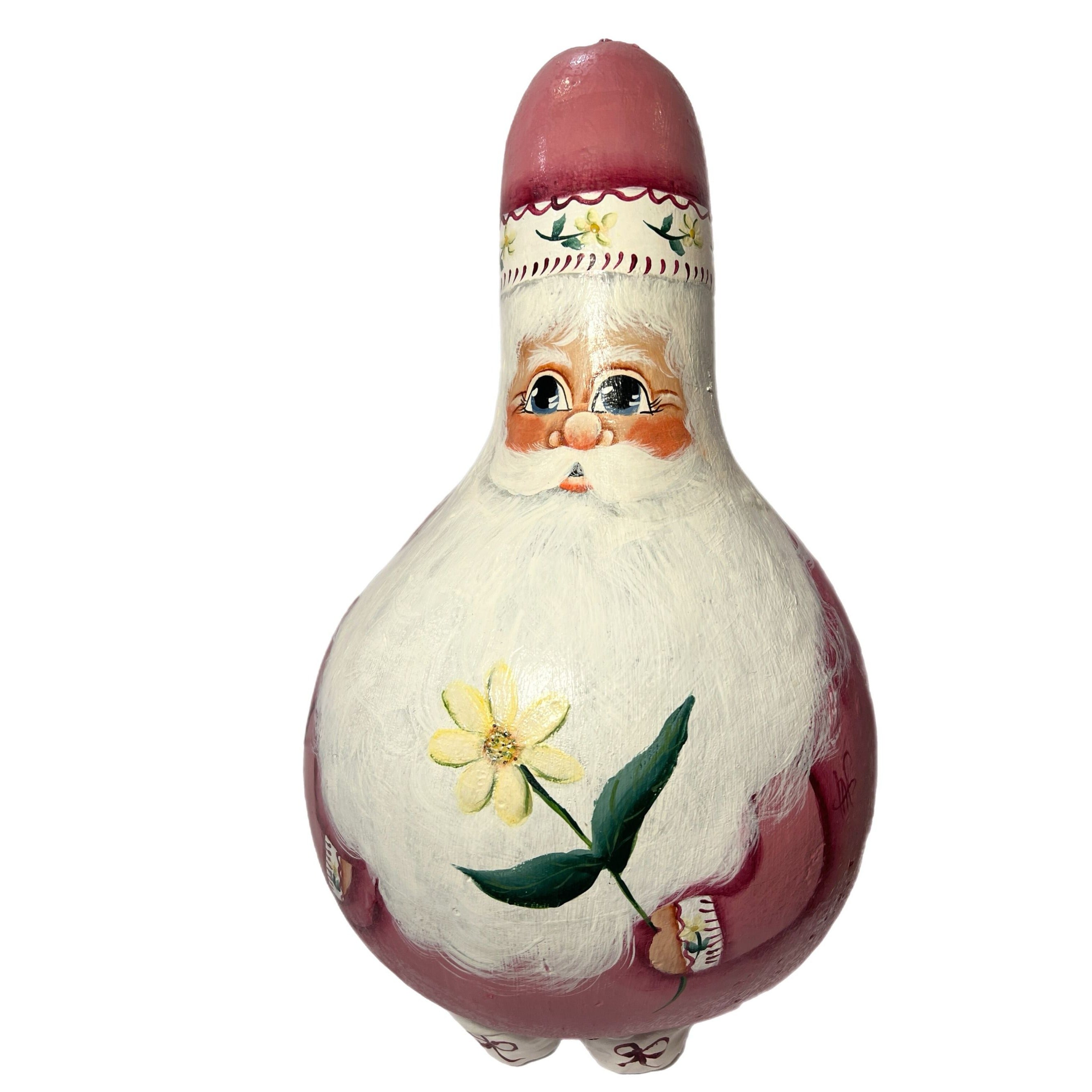 Handpainted Santa Gourd | Vintage Christmas Home Decor Decorative Accents | Farmhouse Cottage Core Granny Core Primtive Country Unique