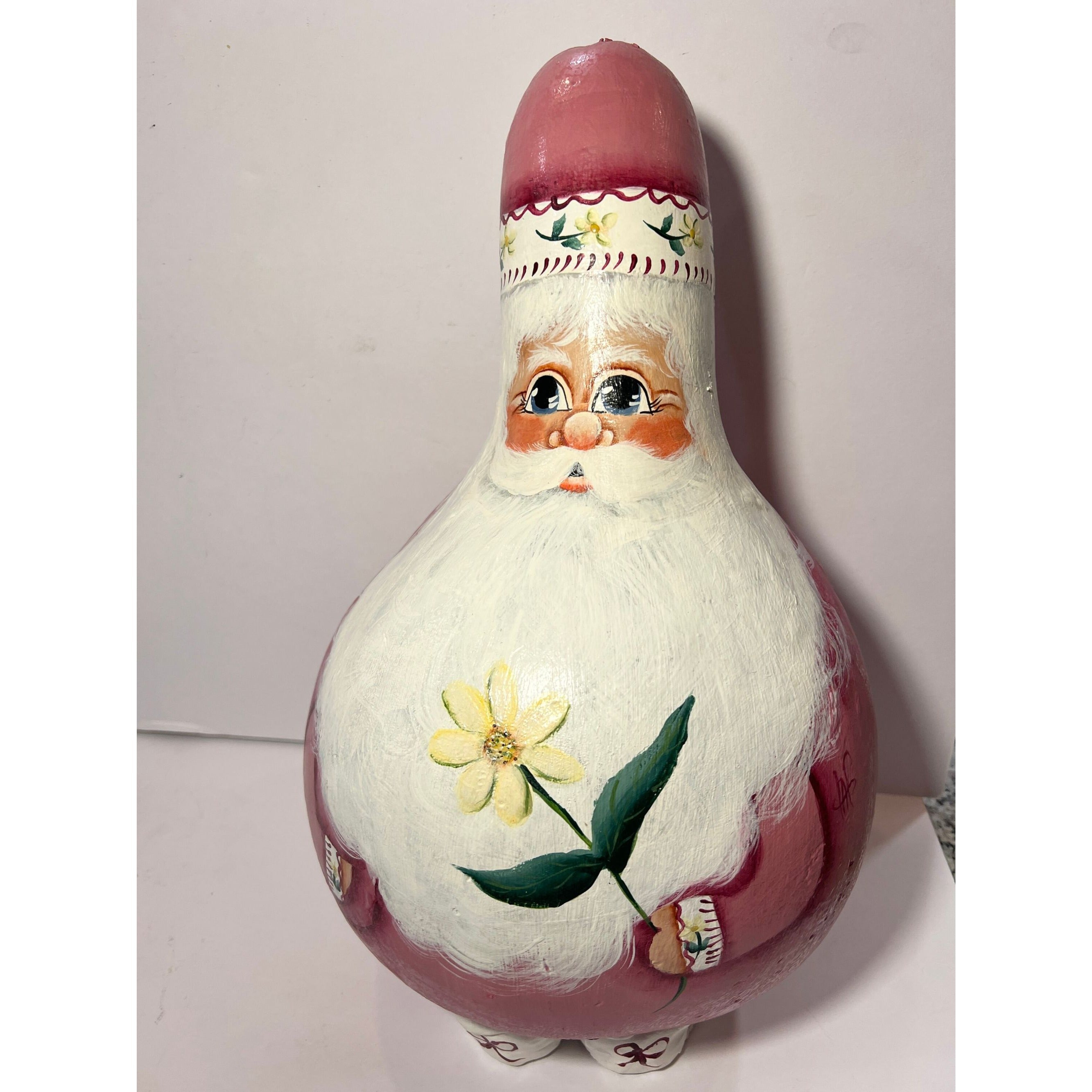 Handpainted Santa Gourd | Vintage Christmas Home Decor Decorative Accents | Farmhouse Cottage Core Granny Core Primtive Country Unique