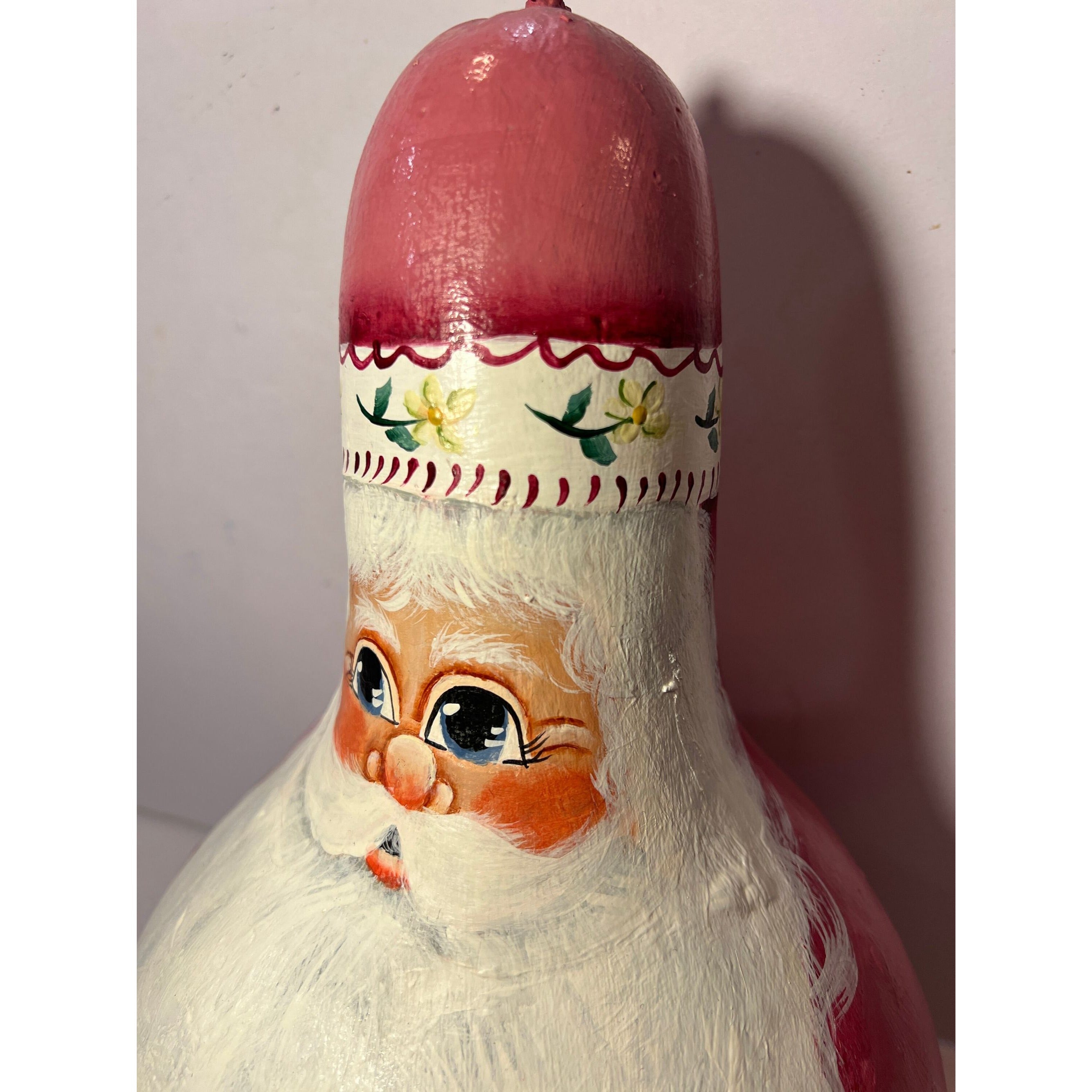 Handpainted Santa Gourd | Vintage Christmas Home Decor Decorative Accents | Farmhouse Cottage Core Granny Core Primtive Country Unique