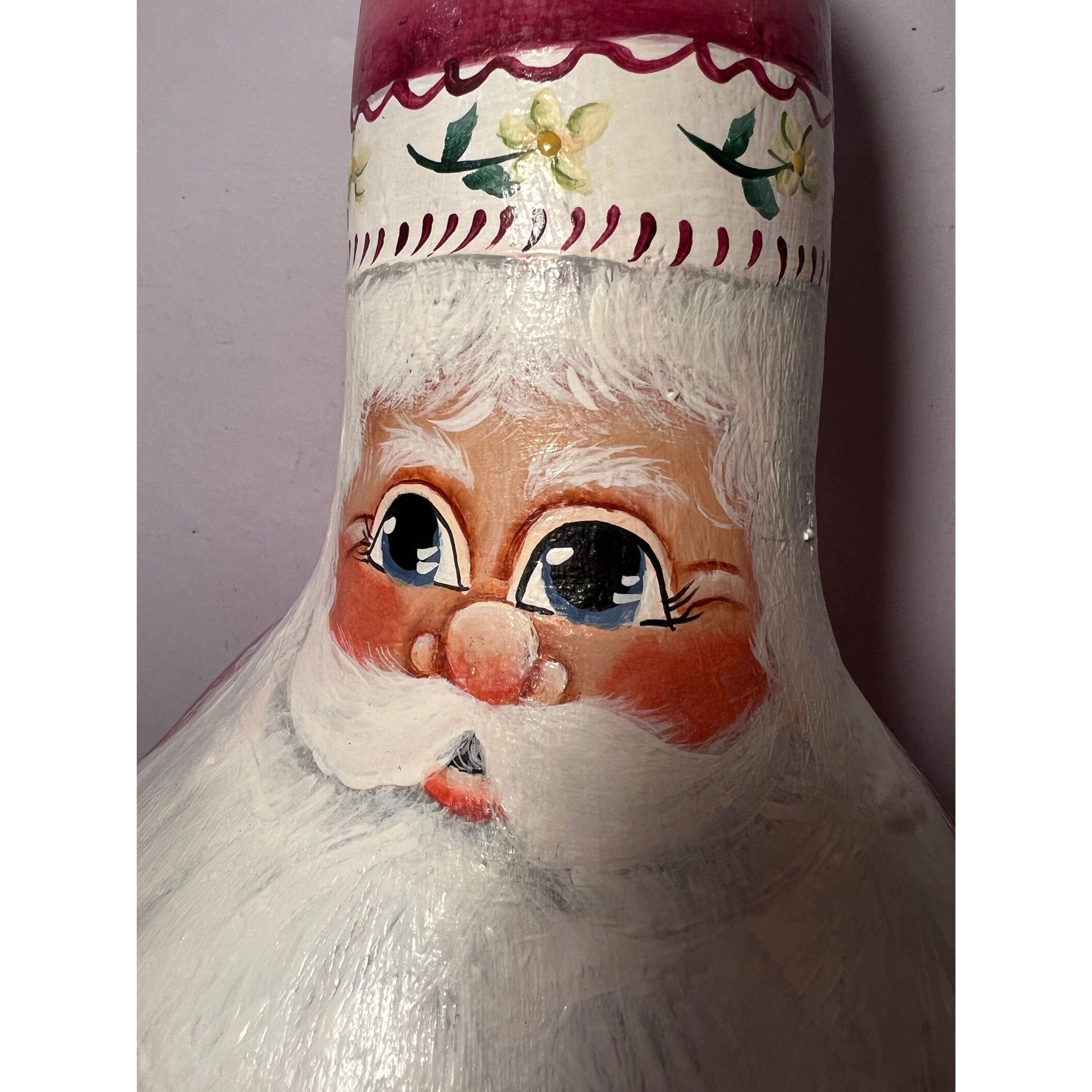 Handpainted Santa Gourd | Vintage Christmas Home Decor Decorative Accents | Farmhouse Cottage Core Granny Core Primtive Country Unique