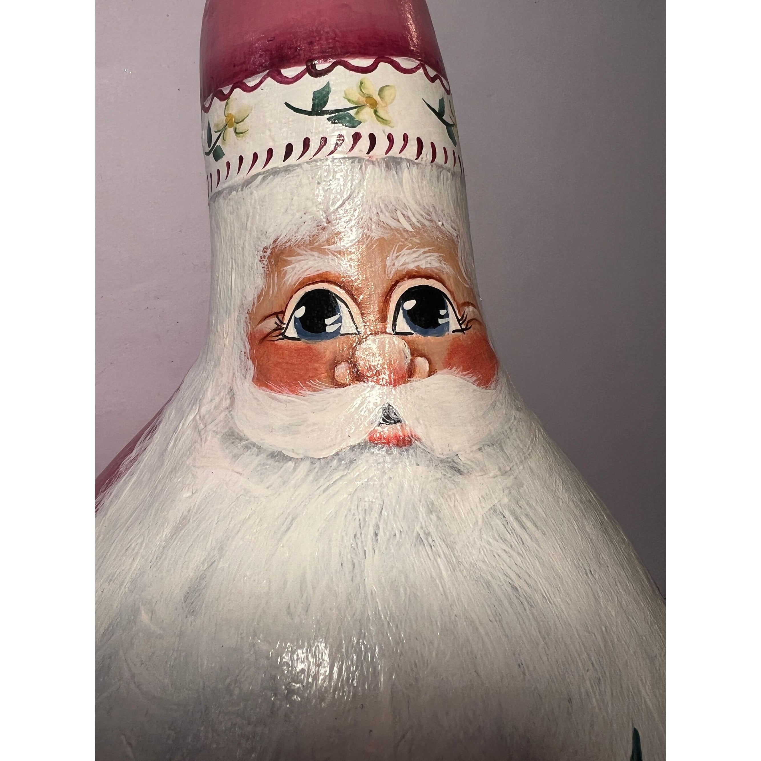 Handpainted Santa Gourd | Vintage Christmas Home Decor Decorative Accents | Farmhouse Cottage Core Granny Core Primtive Country Unique