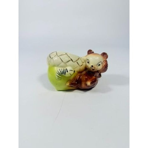 Planter Pot Succulent Flower Vintage squirrel Acorn Worm Ceramic Pottery Hand Painted Retro Mid Century 1950s Kitschy Home  Kitchen Decor