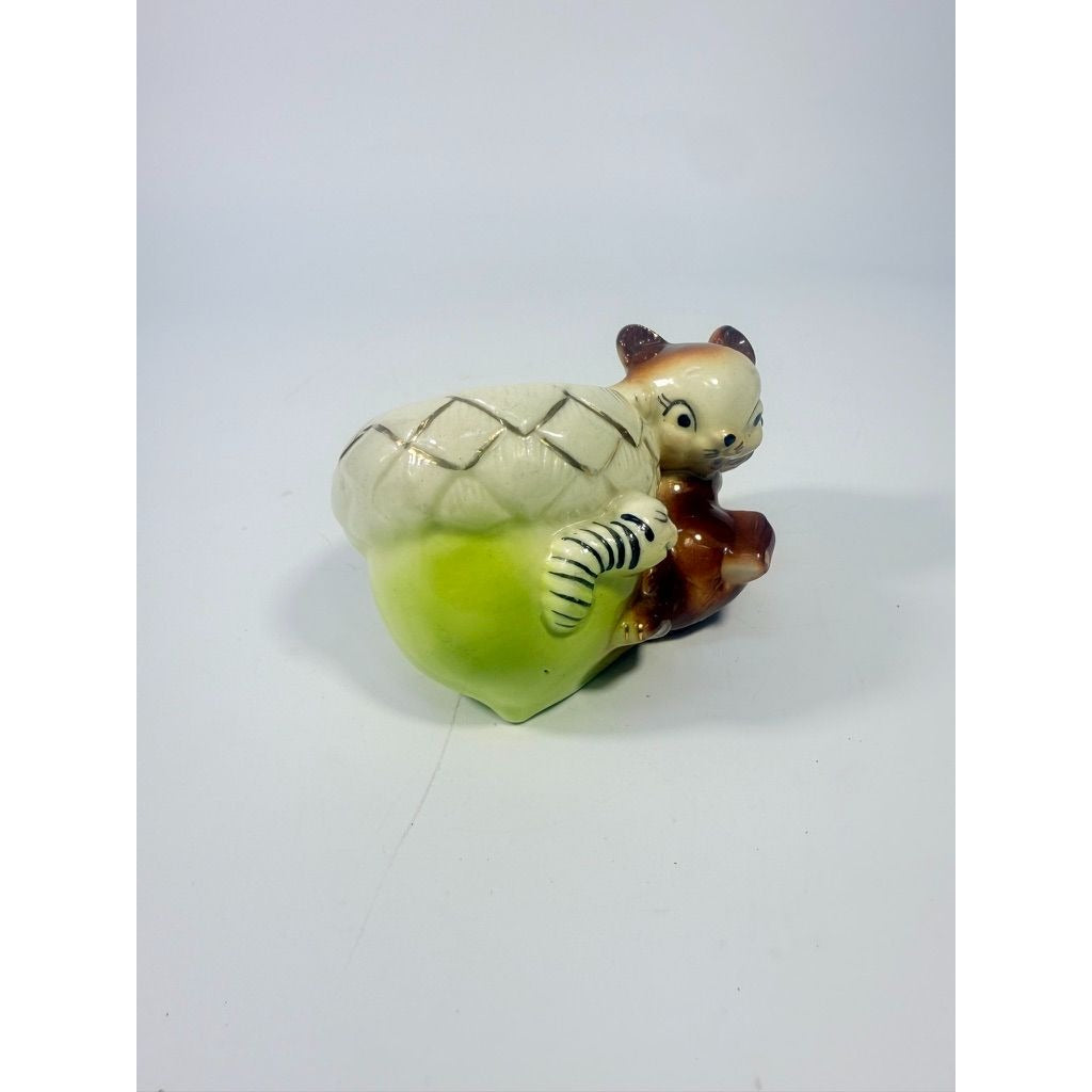 Planter Pot Succulent Flower Vintage squirrel Acorn Worm Ceramic Pottery Hand Painted Retro Mid Century 1950s Kitschy Home  Kitchen Decor