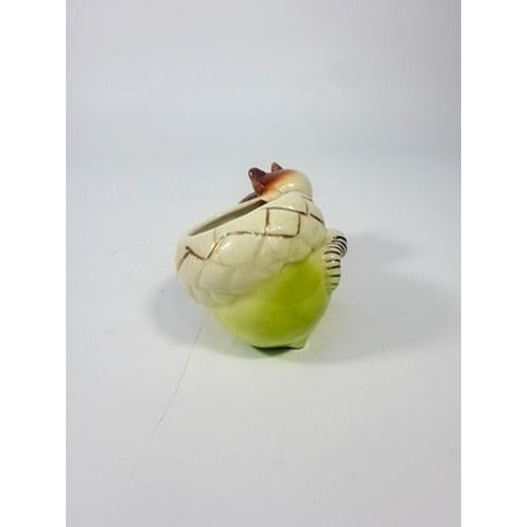 Planter Pot Succulent Flower Vintage squirrel Acorn Worm Ceramic Pottery Hand Painted Retro Mid Century 1950s Kitschy Home  Kitchen Decor