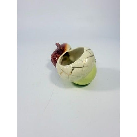 Planter Pot Succulent Flower Vintage squirrel Acorn Worm Ceramic Pottery Hand Painted Retro Mid Century 1950s Kitschy Home  Kitchen Decor