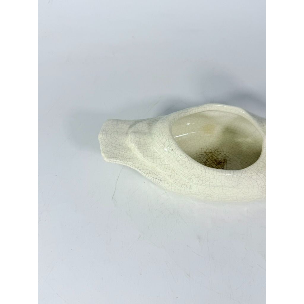 Swan Planter Pot Trinket Bowl Vintage Crackly Glaze Home Decor Decorative Accents Water Fowl Cottage Granny Grandpa Coastal Core